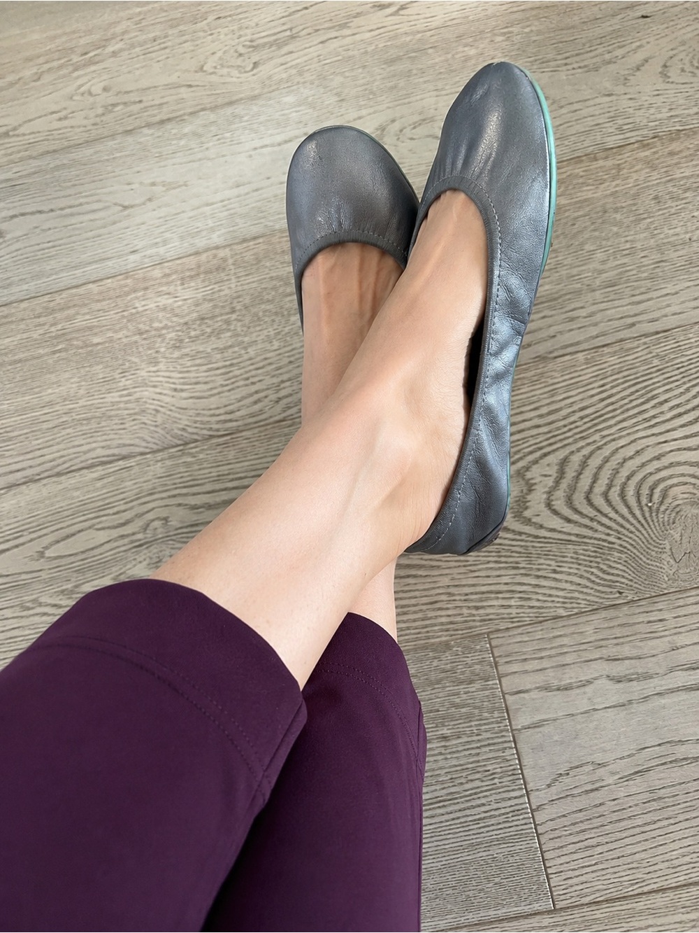 Tieks Gunmetal Silver Leather Ballet Flats Foldable Travel Shoes Women’s 7